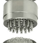 is a simple device that allows the use of 24 open top vials to be used at high pressure and temperature. Typical test volume is around 1 ml.