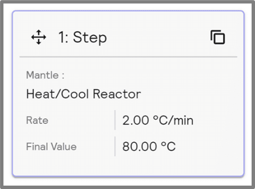 Figure 1. Heat/Cool Reactor plan heating by 2.0 °C/min to 80 °C